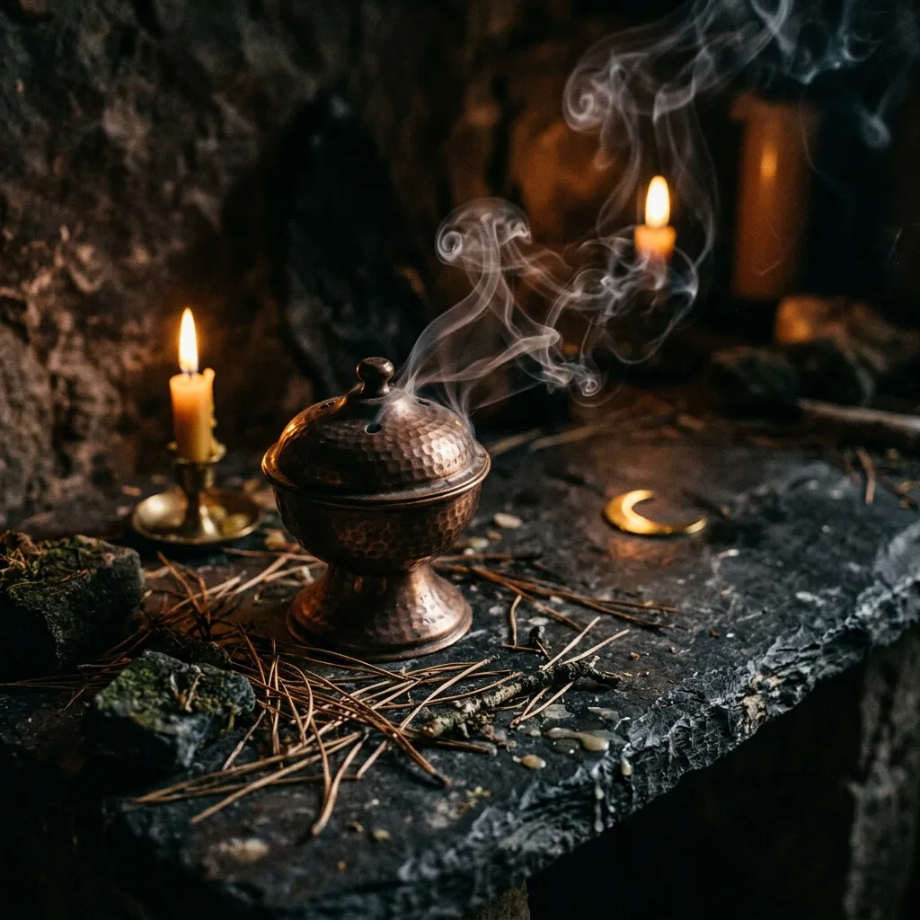 Räucherwerk und Kerzenlicht Ritual